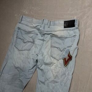 GUESS‎ Womens Light Wash Distressed Embroidered Jeans Size 36